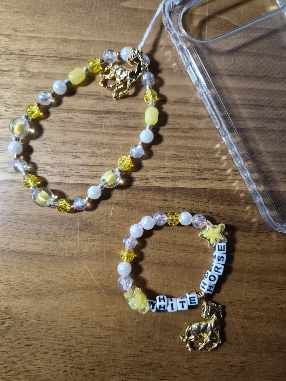 Taylor Swift Matching Fearless White Horse Beaded Phone Charm Bracelet set